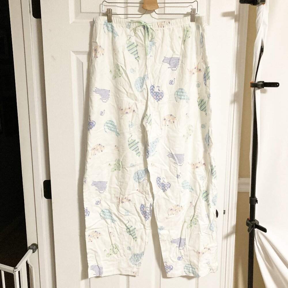 Coldwater Creek 100% Cotton Flannel PJ Pants Cat Print Size XL